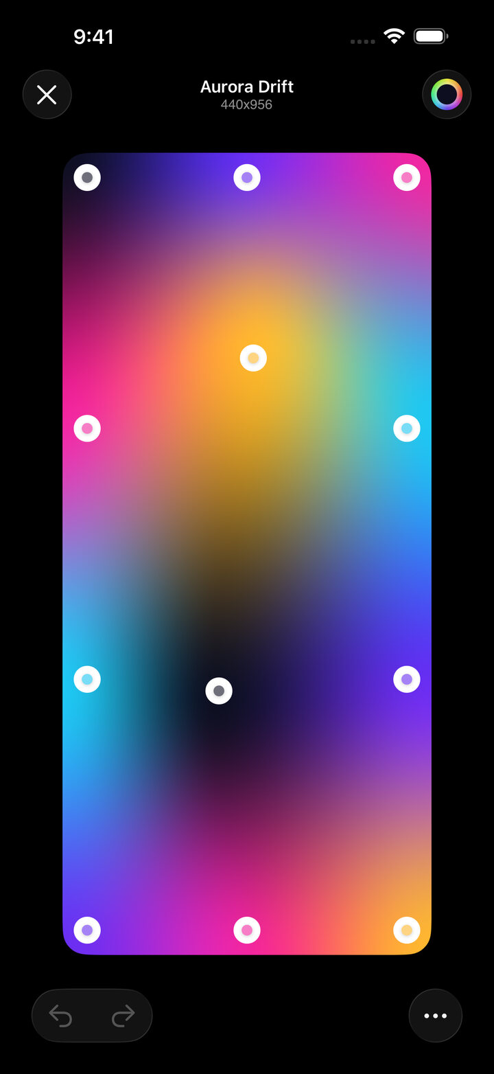 MeshCraft editor with draggable gradient points.